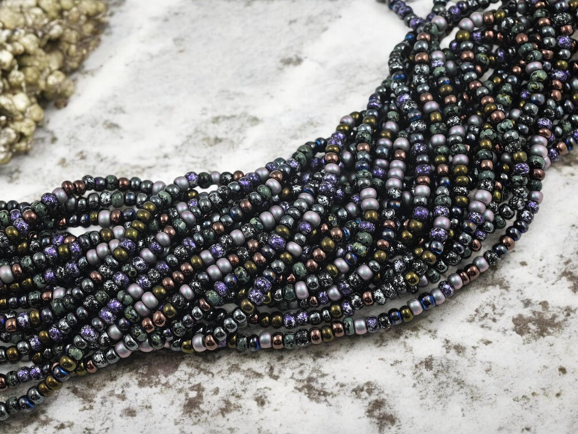 Picasso Seed Beads - Aged Picasso Beads - Czech Glass Beads - Size 6 Seed Beads - 6/0 - 20" Strand - (1454)