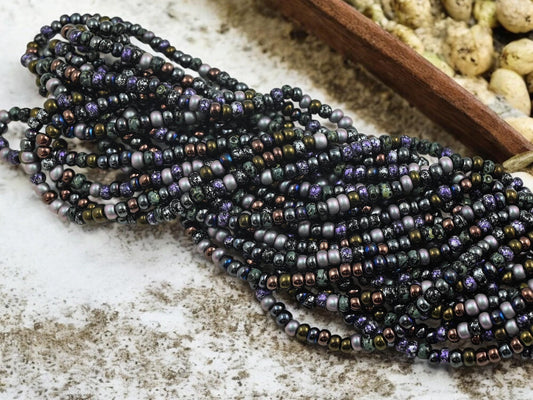 Picasso Seed Beads - Aged Picasso Beads - Czech Glass Beads - Size 6 Seed Beads - 6/0 - 20" Strand - (1454)