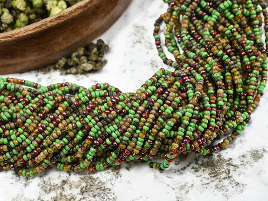 Picasso Seed Beads - Aged Picasso Beads - Czech Glass Beads - Size 8 Seed Beads - 8/0 - 21" Strand - (1808)