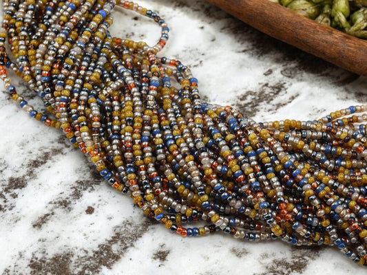 Picasso Seed Beads - Aged Picasso Beads - Czech Glass Beads - Size 8 Seed Beads - 8/0 - 20" Strand - (B384)