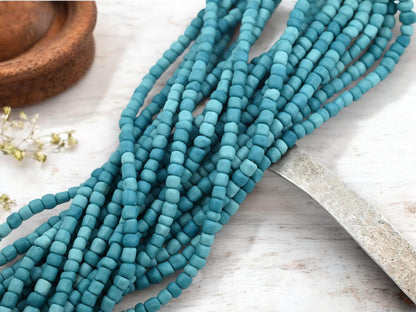 Recycled Glass Beads - Indonesian Java Trade Beads - 4-7mm - 24" Strand - (A109)