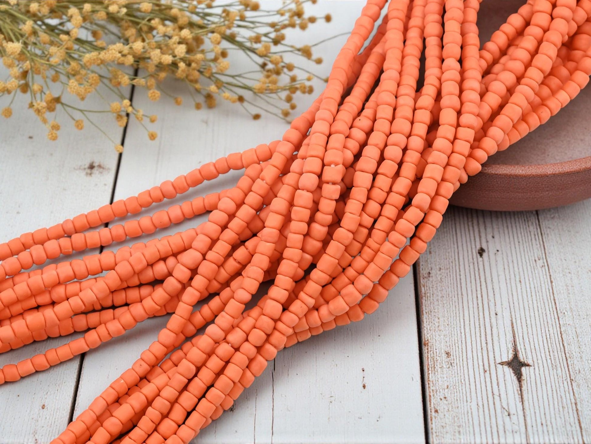 Recycled Glass Beads - Indonesian Java Trade Beads - 4-7mm - 24" Strand - (A475)