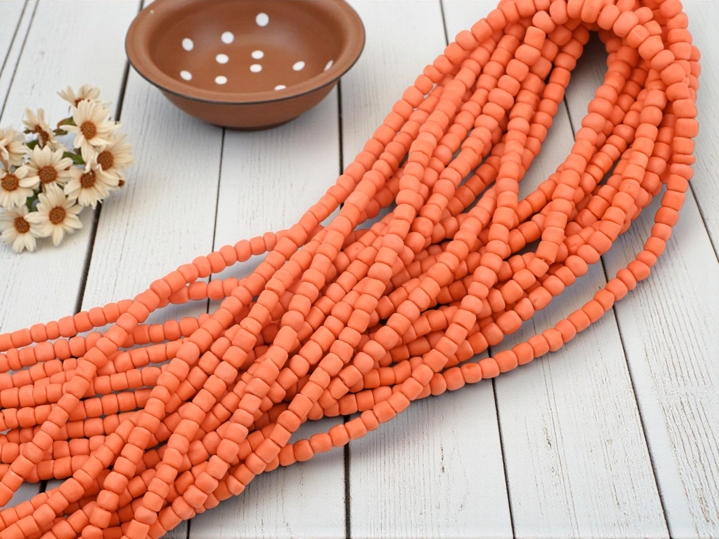 Recycled Glass Beads - Indonesian Java Trade Beads - 4-7mm - 24" Strand - (A475)