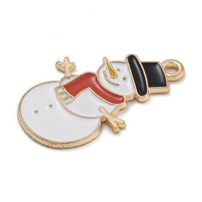 Snowman Charms - Metal Charms - Christmas Charms - Holiday Charms - Enamel Charms - 5pcs - 28x17mm - (1612)