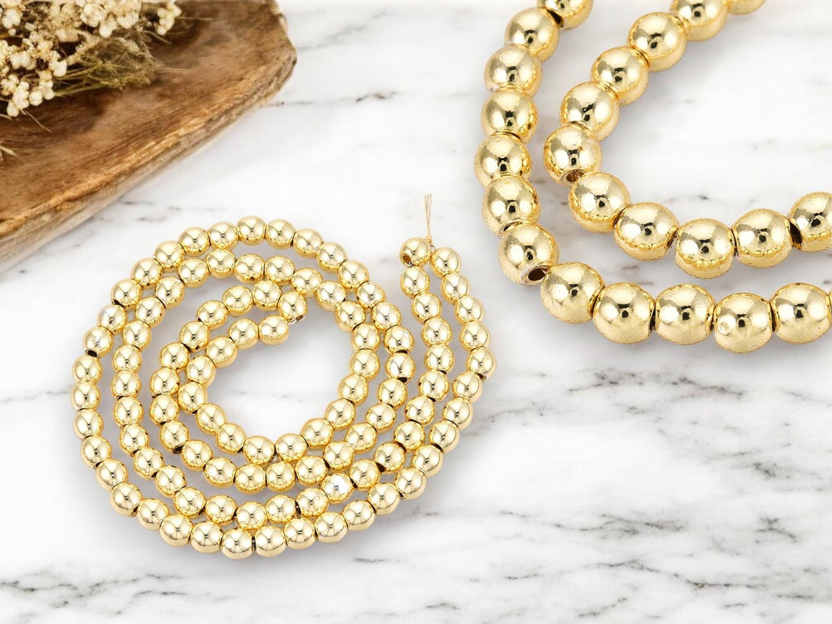 Metal Beads - Metal Spacers - Gold Beads - Gold Spacers - Spacer Beads - 4mm - 15.7" Strand - (B419)