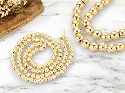 Metal Beads - Metal Spacers - Gold Beads - Gold Spacers - Spacer Beads - 4mm - 15.7" Strand - (B419)