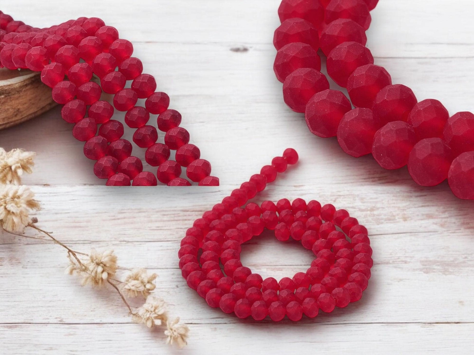 Glass Beads - Rondelle Beads - Chinese Glass - Frosted Glass - Choose Your Size