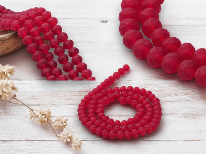 Glass Beads - Rondelle Beads - Chinese Glass - Frosted Glass - Choose Your Size