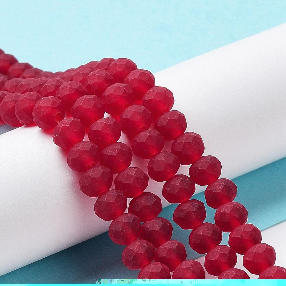 Glass Beads - Rondelle Beads - Chinese Glass - Frosted Glass - Choose Your Size