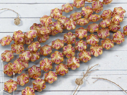 Picasso Beads - Flower Beads - Czech Glass Beads - Floral Beads - 11mm - 10pcs - (1256)