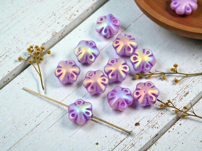 Czech Glass Beads - Flower Beads - Picasso Beads - Floral Beads - 11mm - 10pcs - (1930)