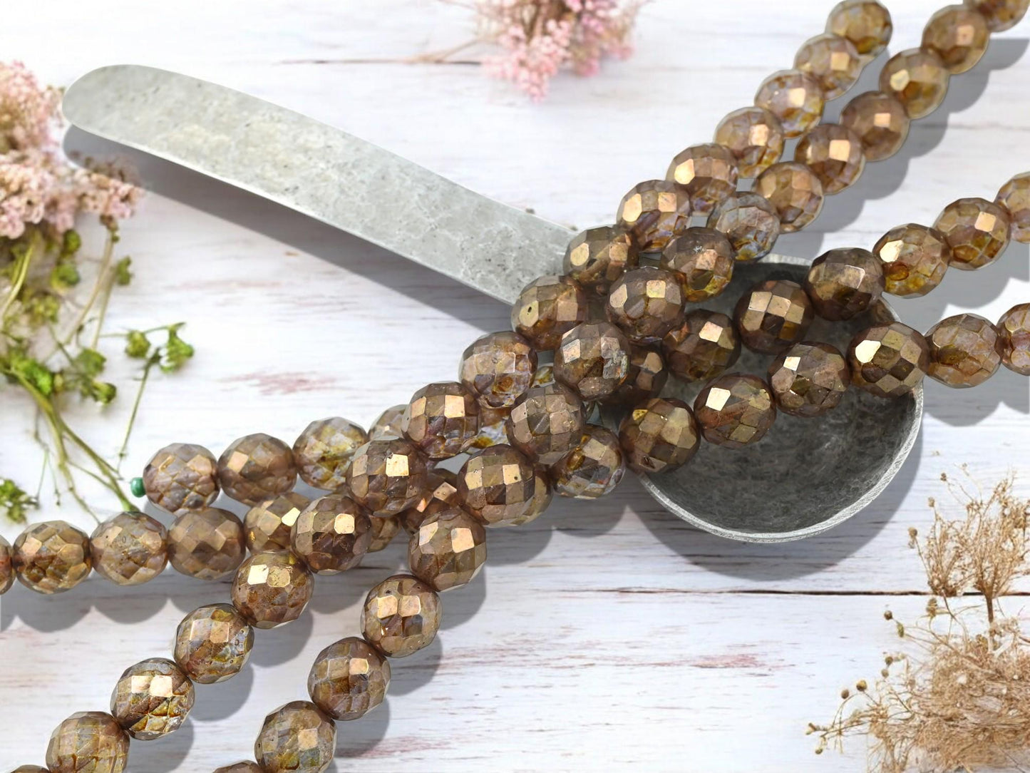 Czech Glass Beads - Fire Polished Glass Beads - Picasso Beads - Round Beads - 10mm Beads - 20pcs - (1062)