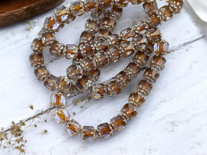 *20* 6mm Antique Silver Washed Thistle Cathedral Beads