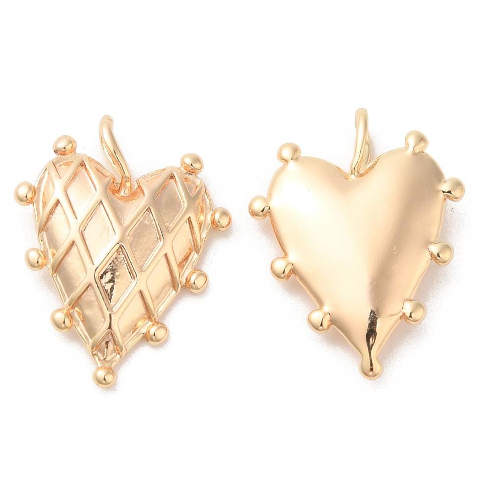 Heart Charms - Metal Charms - Brass Charms - Minimalist Charms - Gold Charms - Silver Charms - 2pcs - 19x14mm