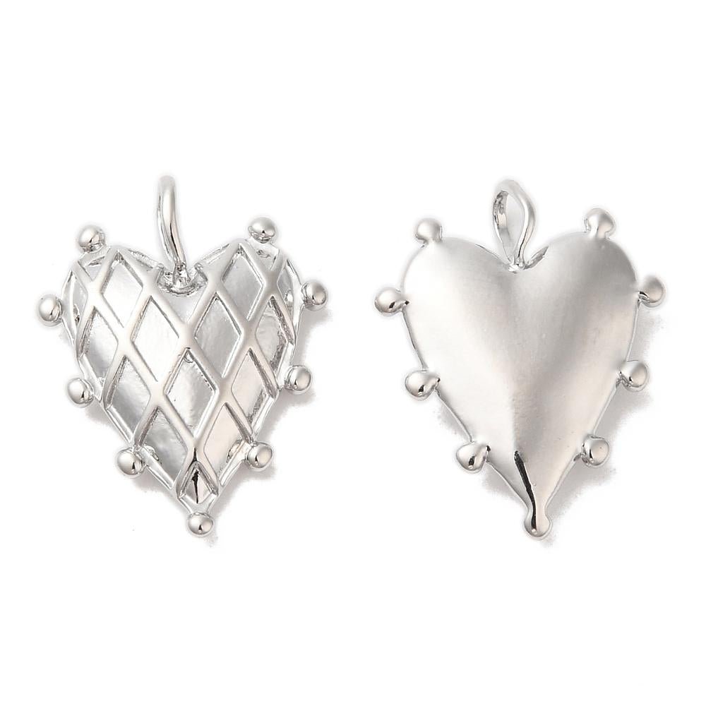 Heart Charms - Metal Charms - Brass Charms - Minimalist Charms - Gold Charms - Silver Charms - 2pcs - 19x14mm