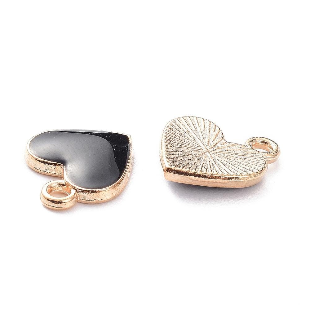 Heart Charms - Metal Charms - Enamel Charms - 10pcs - 13x11mm - (1084)