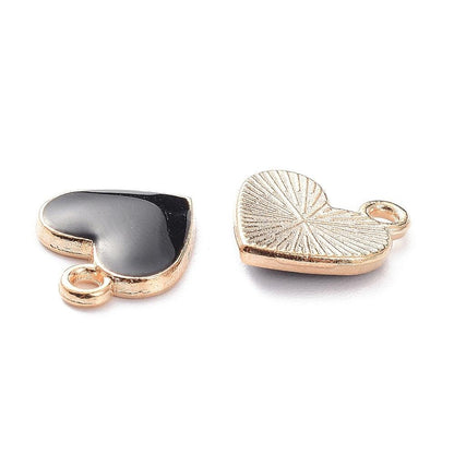 Heart Charms - Metal Charms - Enamel Charms - 10pcs - 13x11mm - (1084)