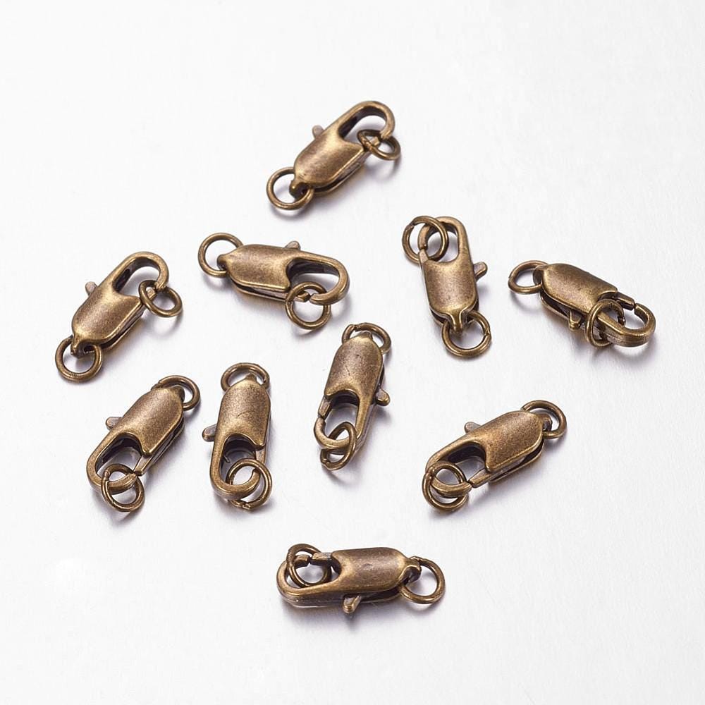 Small Lobster Clasp - Bronze Lobster Clasp - Lobster Claw Clasp - Antique Bronze Clasp - Metal Lobster Clasp - 10pcs - 13x6mm - (4316)
