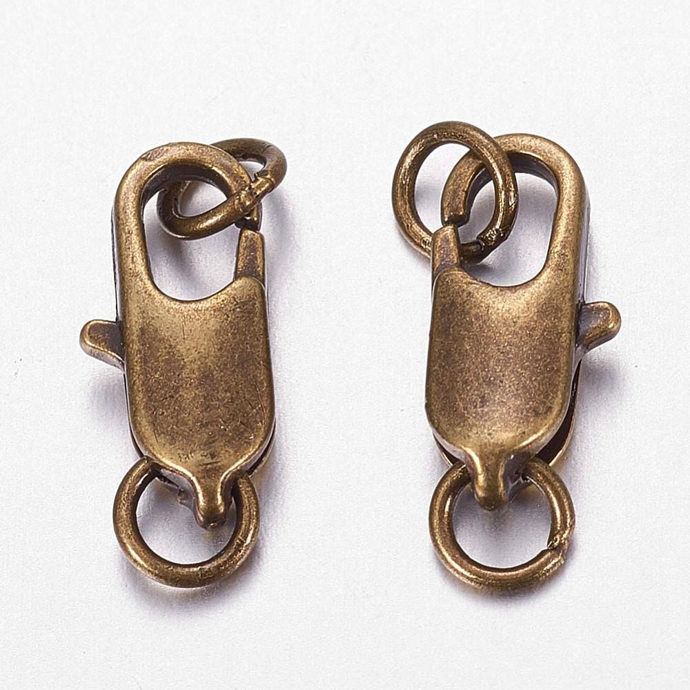 Small Lobster Clasp - Bronze Lobster Clasp - Lobster Claw Clasp - Antique Bronze Clasp - Metal Lobster Clasp - 10pcs - 13x6mm - (4316)