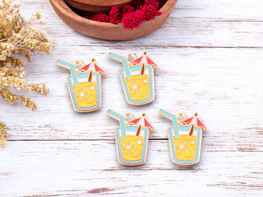 Drink Charms - Metal Charms - Enamel Charms - Beach Charms - 10pcs - 19x14mm - (3630)