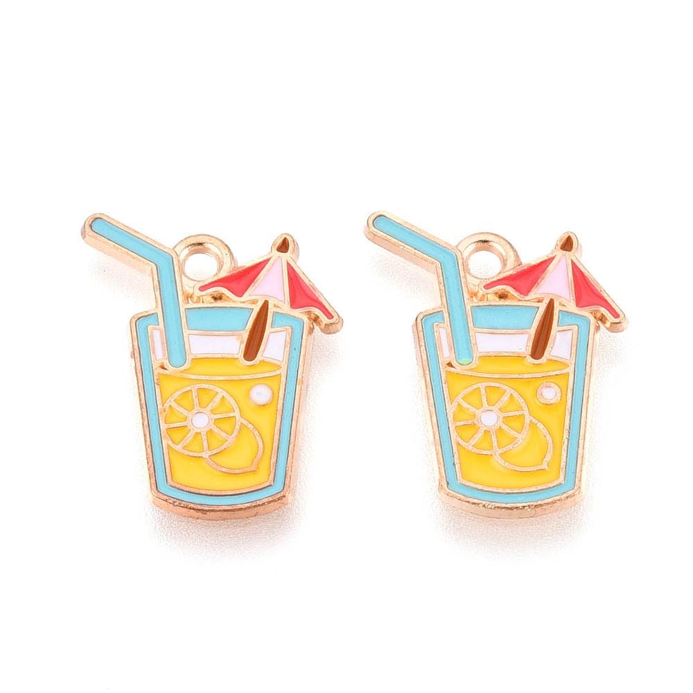 Drink Charms - Metal Charms - Enamel Charms - Beach Charms - 10pcs - 19x14mm - (3630)