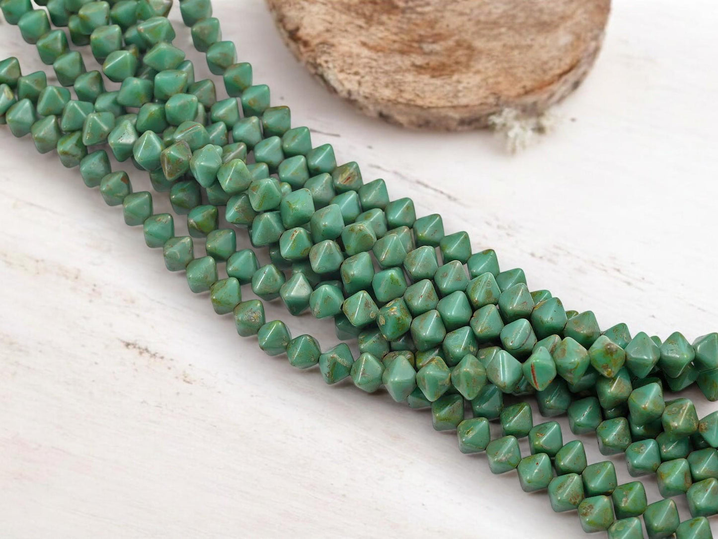 Czech Glass Beads - Picasso Beads - Bicone Beads - Turquoise Picasso - 6mm - 45pcs - (5640)