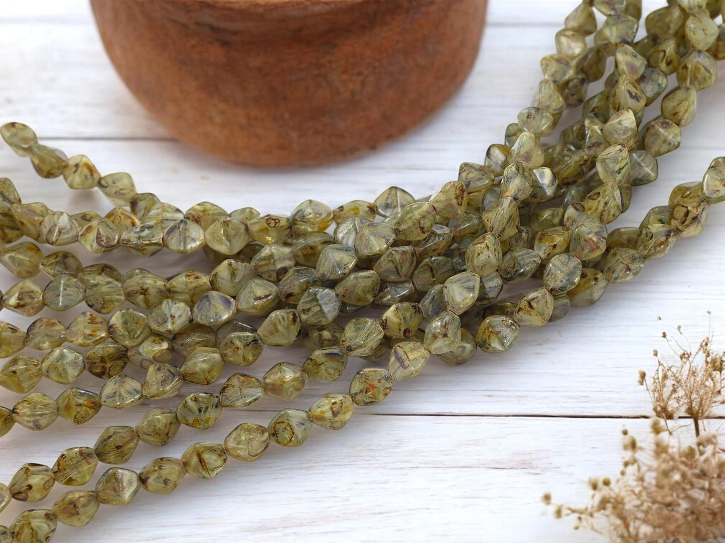 Picasso Beads - Czech Glass Beads - Pinch Beads - Large Czech Beads - 8x7mm - 26pcs - (4123)