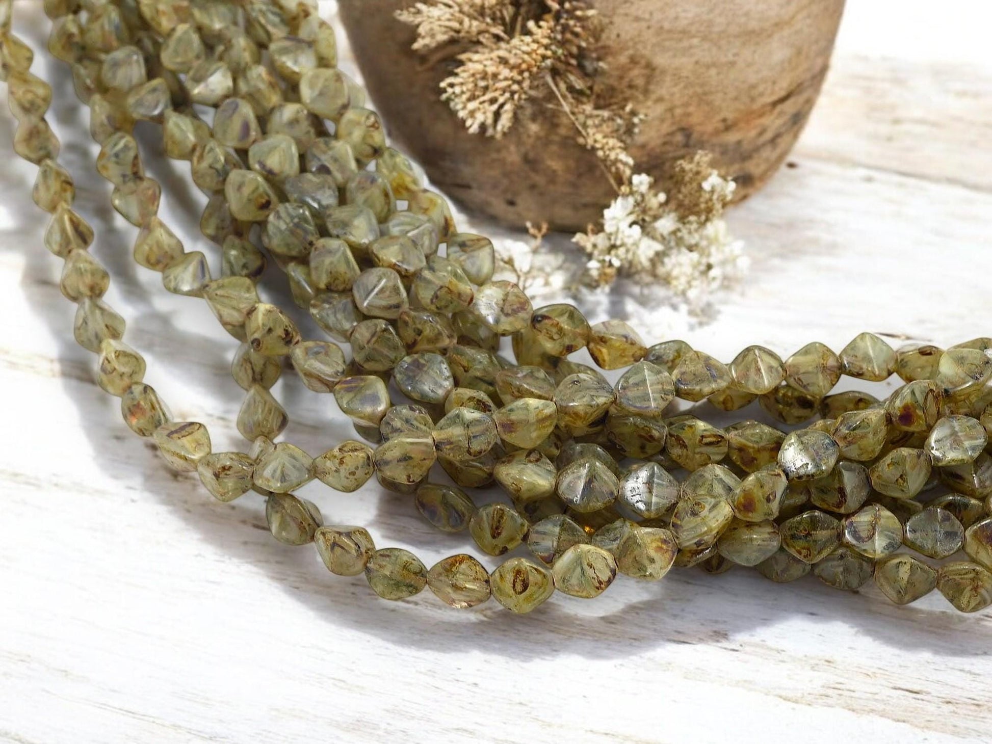 Picasso Beads - Czech Glass Beads - Pinch Beads - Large Czech Beads - 8x7mm - 26pcs - (4123)