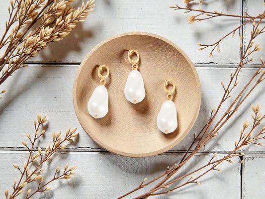 Pearl Pendants - Pearl Charms - Bead Pendant - Gold Pendant - 25x14x12mm - 1pc - (2156)