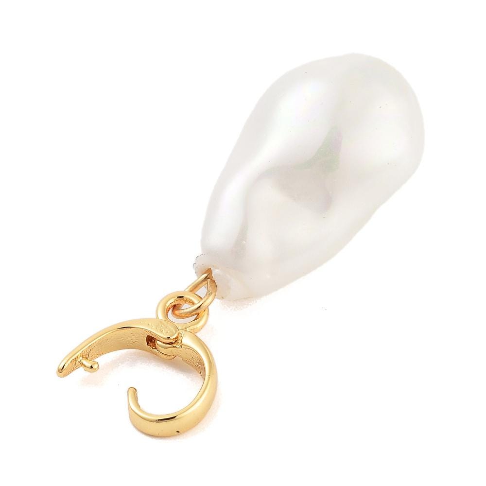 Pearl Pendants - Pearl Charms - Bead Pendant - Gold Pendant - 25x14x12mm - 1pc - (2156)
