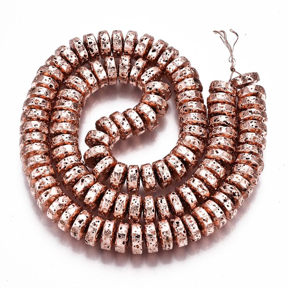 Rose Gold Beads - Lava Beads - Heishi Beads - Rondelle Beads - 8x4mm - 15.75 inch Strand - (G102)