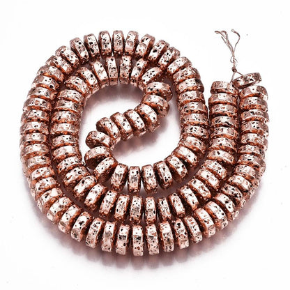 Rose Gold Beads - Lava Beads - Heishi Beads - Rondelle Beads - 8x4mm - 15.75 inch Strand - (G102)