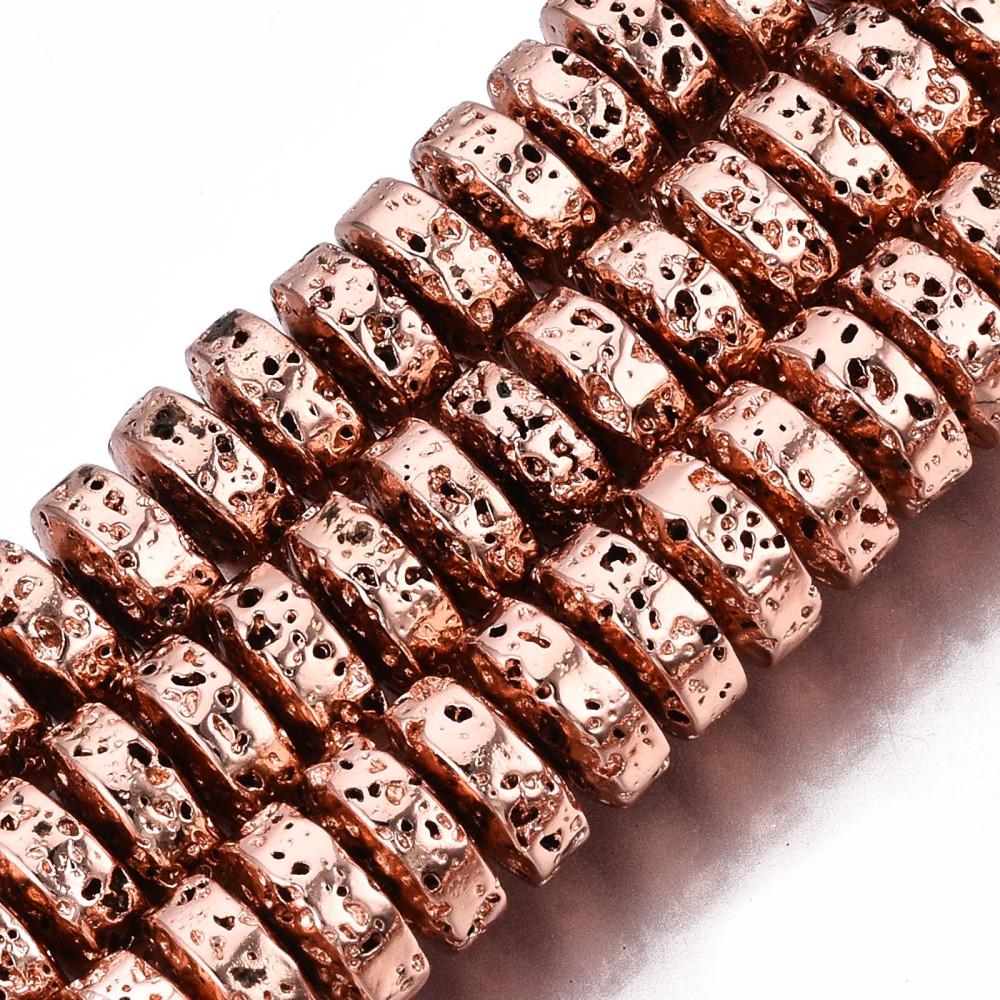 Rose Gold Beads - Lava Beads - Heishi Beads - Rondelle Beads - 8x4mm - 15.75 inch Strand - (G102)