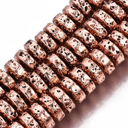 Rose Gold Beads - Lava Beads - Heishi Beads - Rondelle Beads - 8x4mm - 15.75 inch Strand - (G102)