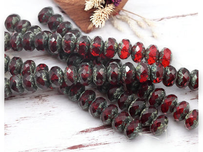 Picasso Beads - Rondelle Beads - Czech Glass Beads - Czech Glass Rondelle - Fire Polish Beads - 10x7mm - 15pcs - (3515)