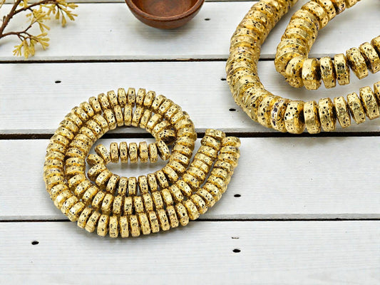 12x8mm Bone Beige Pumpkin Rondelle Beads 15.5" Strand