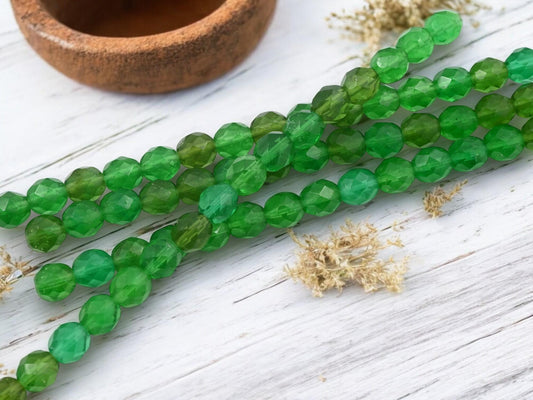 Czech Glass Beads - Fire Polished Beads - Round Beads - Christmas Beads - 8mm - 16pcs - (4226)