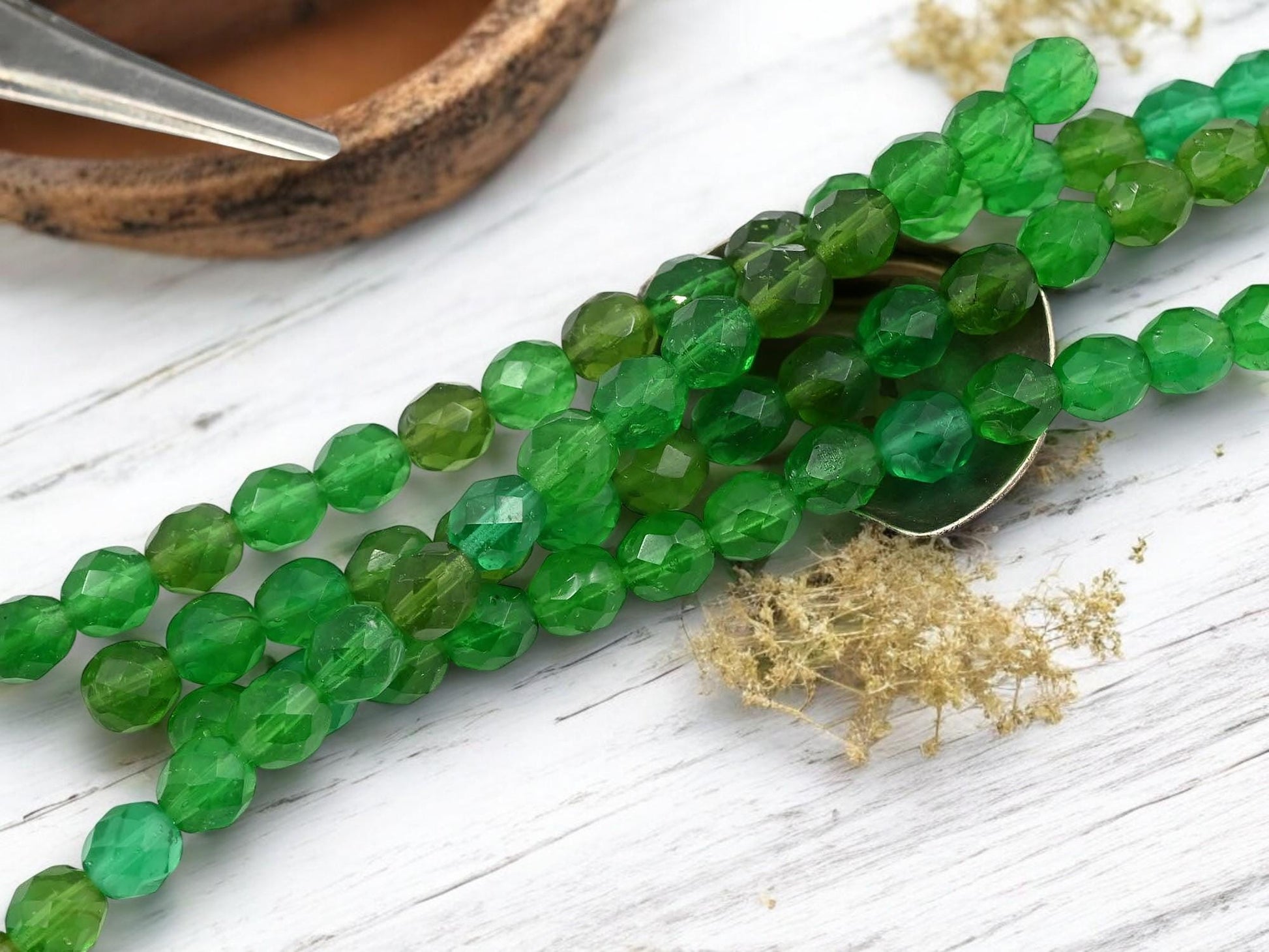 Czech Glass Beads - Fire Polished Beads - Round Beads - Christmas Beads - 8mm - 16pcs - (4226)