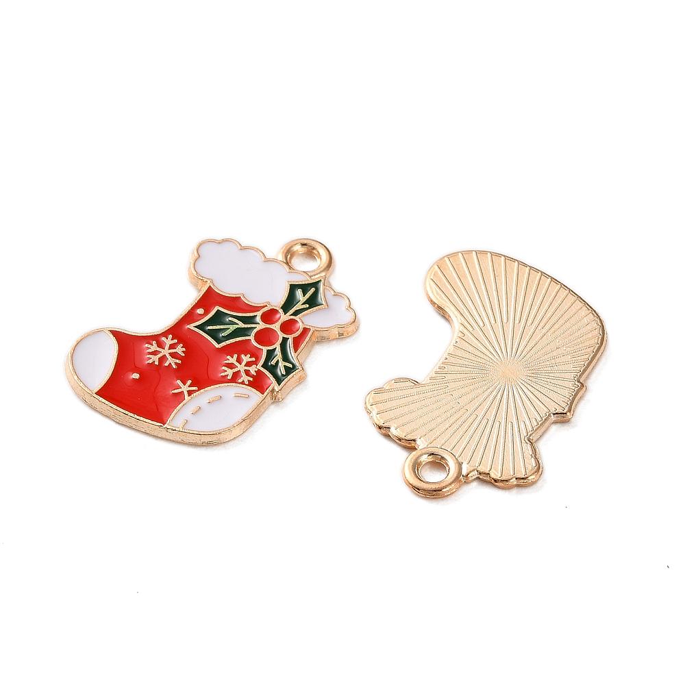 Christmas Charms - Metal Charms - Holiday Charms - Enamel Charms - 5pcs - 20x15mm - (B748)