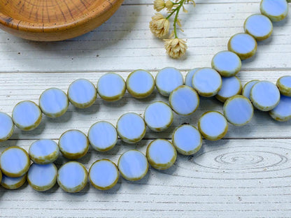 Czech Glass Beads - Picasso Beads - Table Cut Beads - Coin Beads - 12mm - 17pcs - (3531