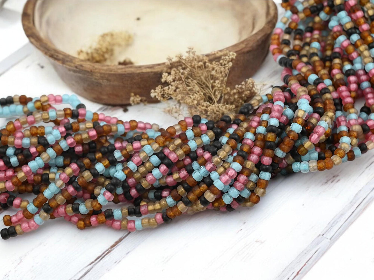 Picasso Seed Beads - Aged Picasso Beads - Czech Glass Beads - Size 5 Seed Beads - 5/0 - 21" Strand - (3882)