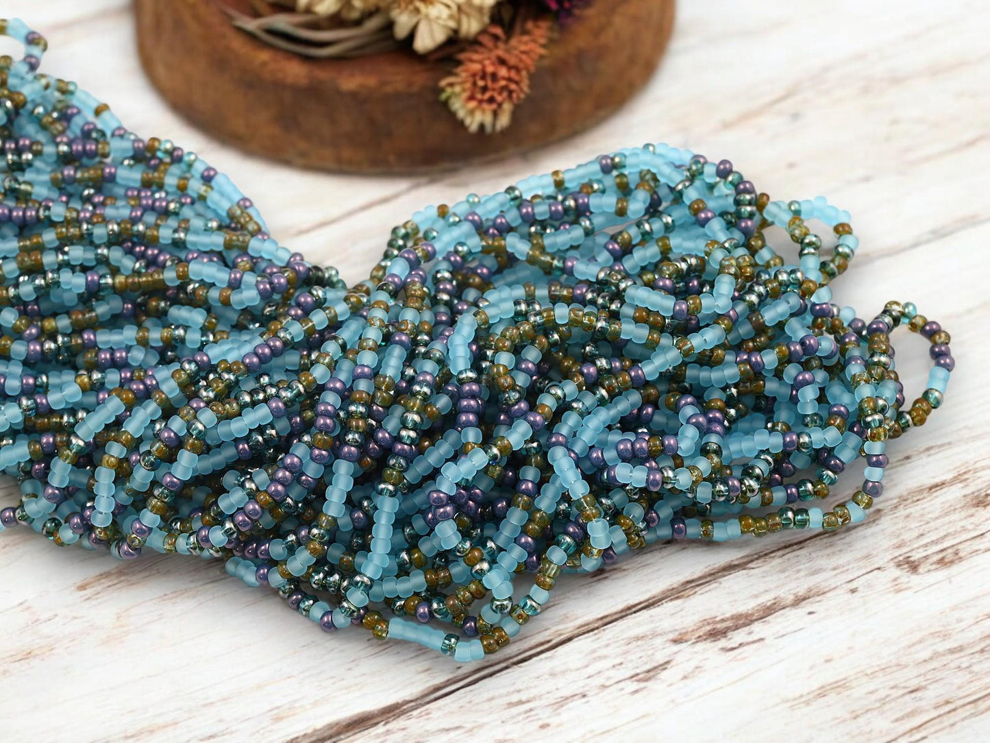 Picasso Seed Beads - Aged Picasso Beads - Czech Glass Beads - Size 8 Seed Beads - 8/0 - 22" Strand - (B349)