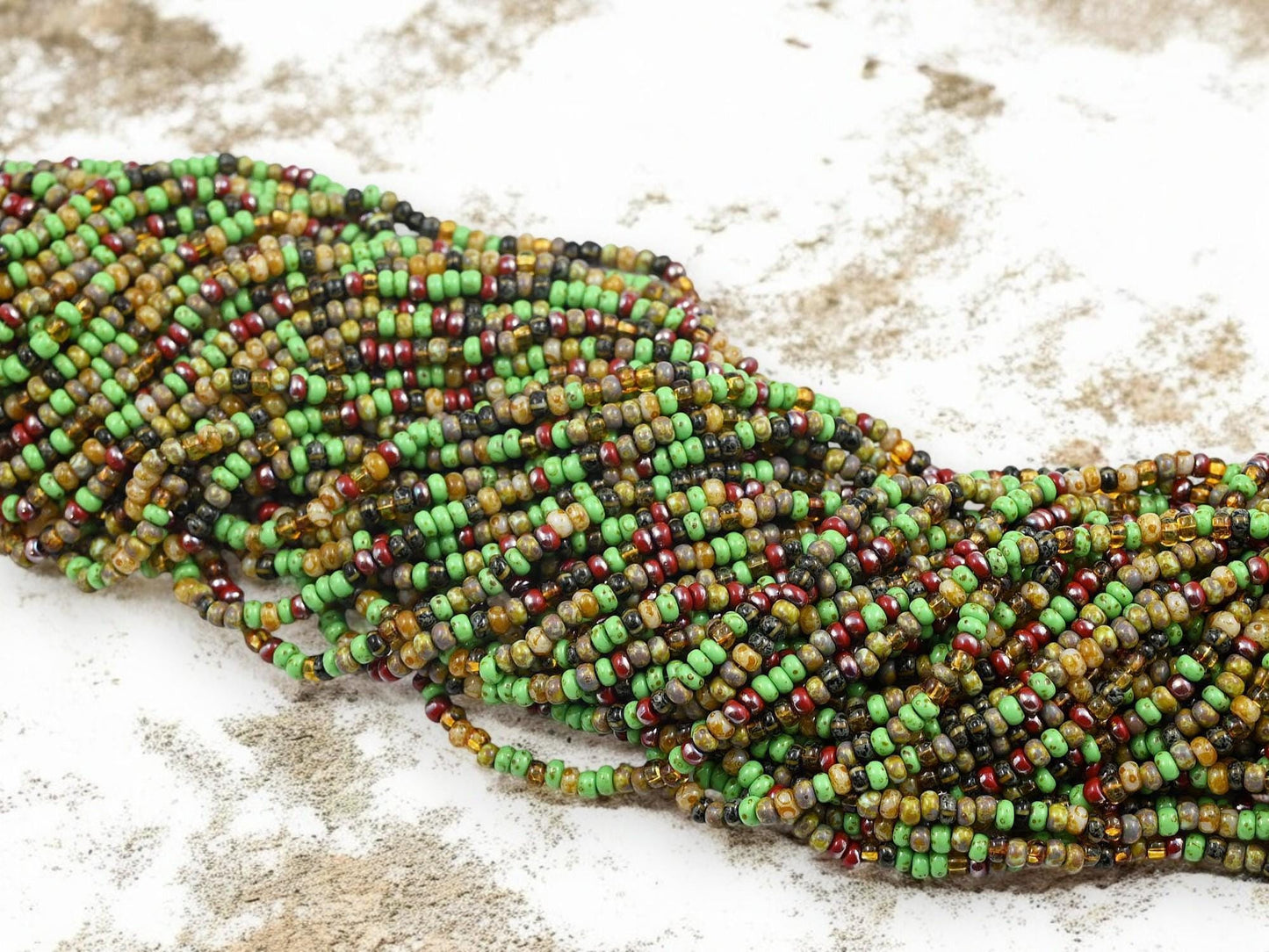 Picasso Seed Beads - Aged Picasso Beads - Czech Glass Beads - Size 8 Seed Beads - 8/0 - 21" Strand - (1808)
