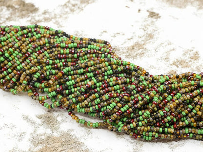 Picasso Seed Beads - Aged Picasso Beads - Czech Glass Beads - Size 8 Seed Beads - 8/0 - 21" Strand - (1808)