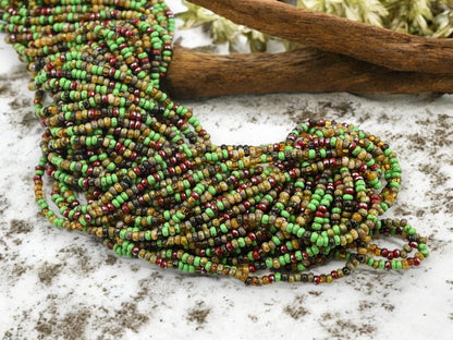 Picasso Seed Beads - Aged Picasso Beads - Czech Glass Beads - Size 8 Seed Beads - 8/0 - 21" Strand - (1808)