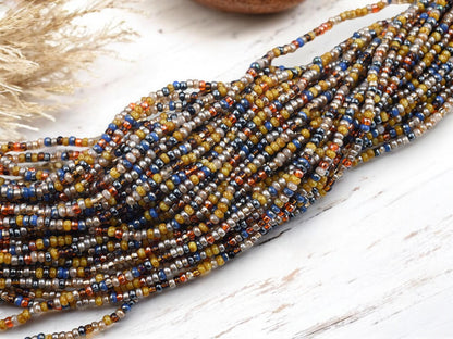 Picasso Seed Beads - Aged Picasso Beads - Czech Glass Beads - Size 8 Seed Beads - 8/0 - 20" Strand - (B384)