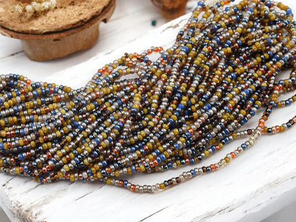 Picasso Seed Beads - Aged Picasso Beads - Czech Glass Beads - Size 8 Seed Beads - 8/0 - 20" Strand - (B384)