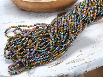 Picasso Seed Beads - Aged Picasso Beads - Czech Glass Beads - Size 8 Seed Beads - 8/0 - 21" Strand - (5642)