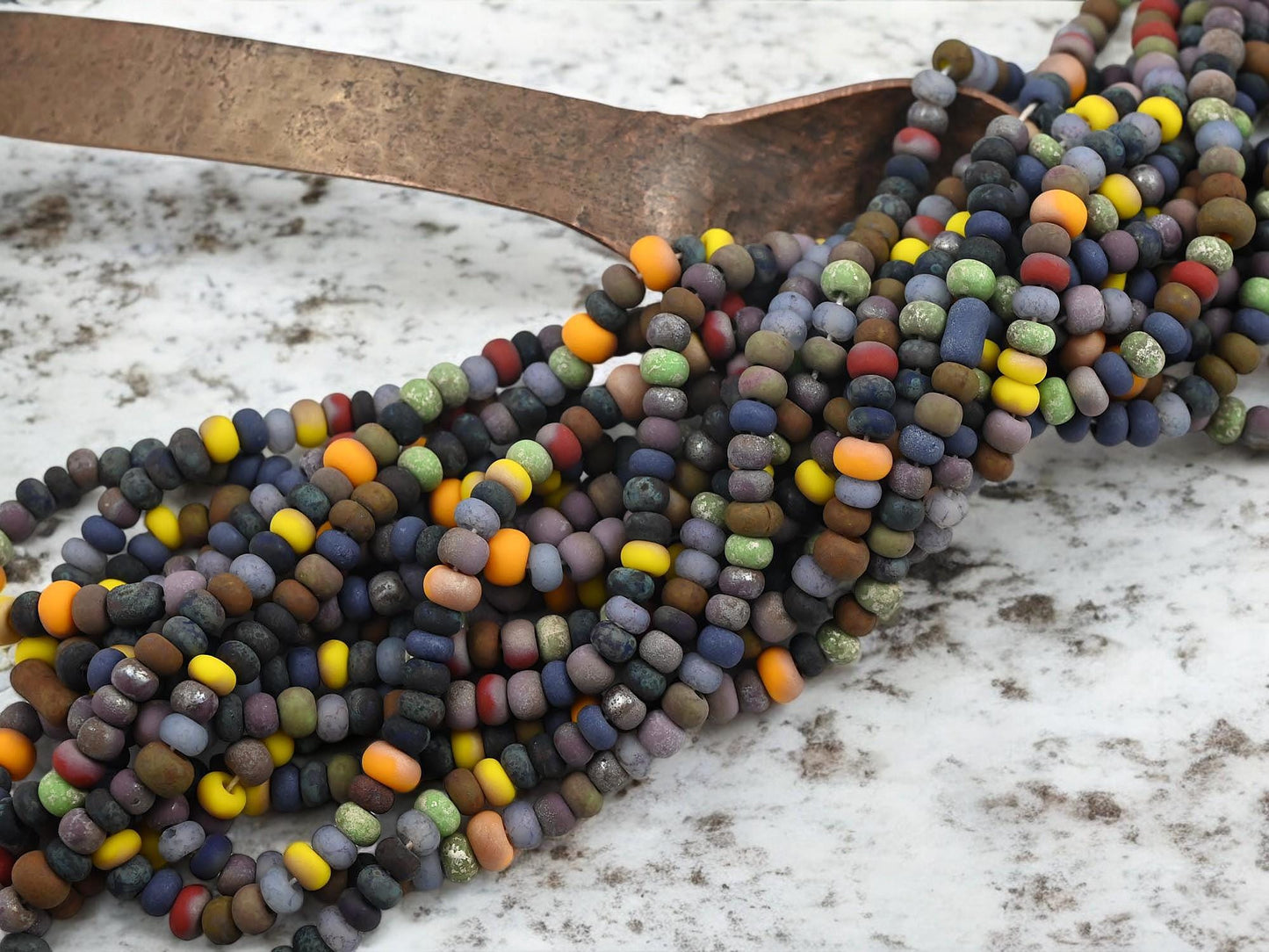 Picasso Seed Beads - Aged Picasso Beads - Czech Glass Beads - Size 5 Seed Beads - 5/0 - 21" Strand - (4372)
