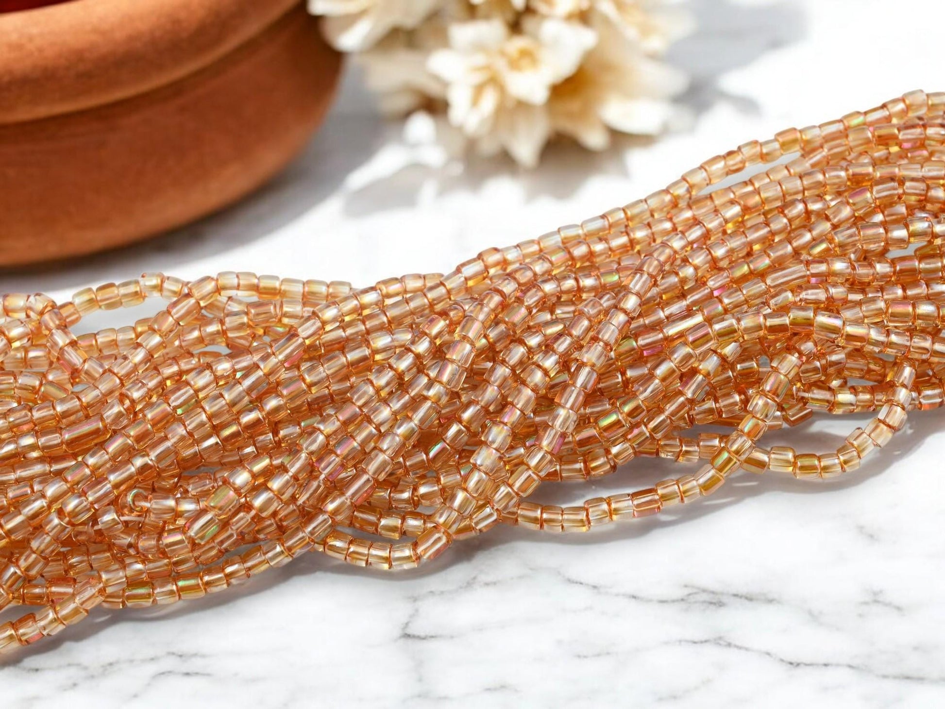 Czech Glass Beads - Seed Beads - Aged Picasso Beads - Bugle Beads - Aged Picasso Beads - 4mm - 20" Strand - (2468)